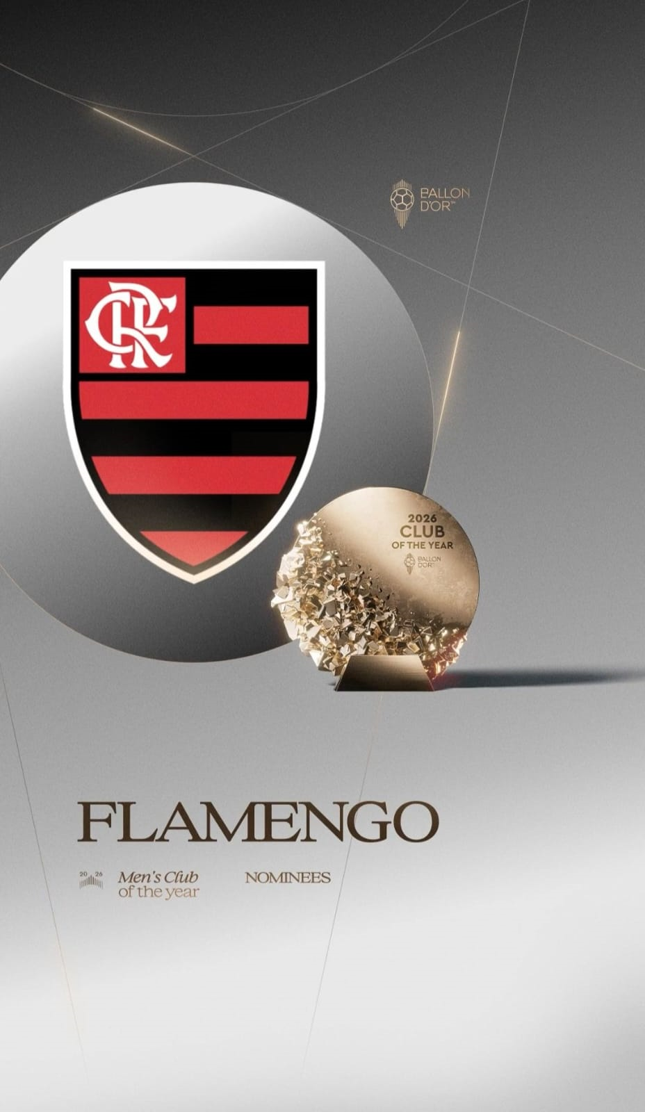 Flamengo entre os finalistas de Melhor Clube Masculino da Bola de Ouro 2026